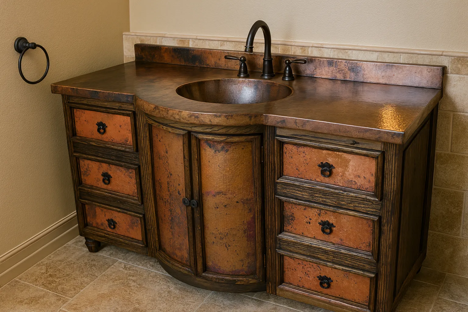 Muebles para baño de cobre